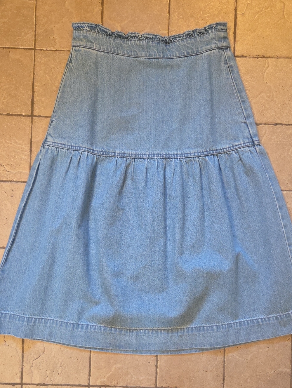 Madewell Pull On Denim Midi Skirt In Normandie Wash